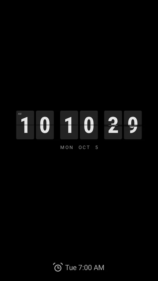 Flip clock with animated cards and the date below