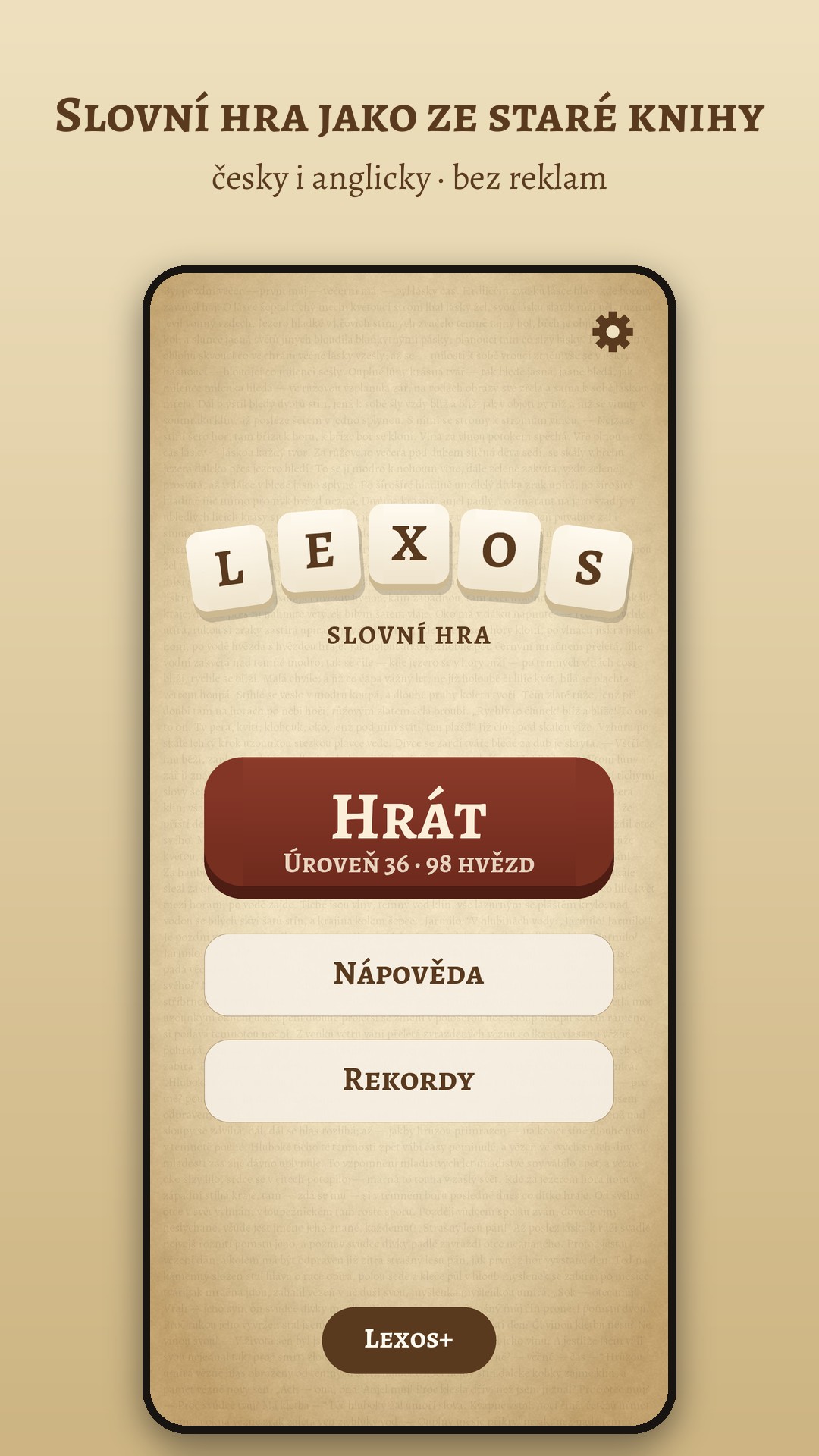 Domovská obrazovka hry Lexos
