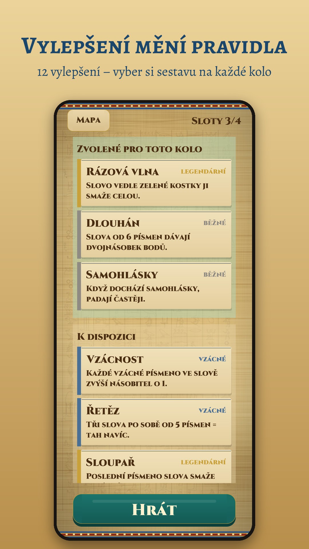 Sestava vylepšení ve vzhledu Papyrus