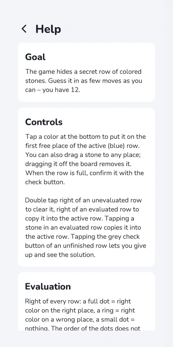 Help with the rules of the game